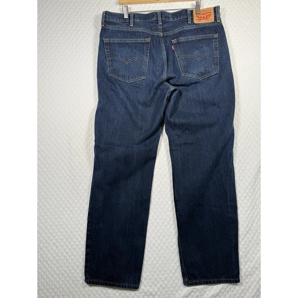 Levi's 550 Mens Fits 38x32 Blue Dark Wash Relaxed Fit Straight‎ Leg Denim Jeans